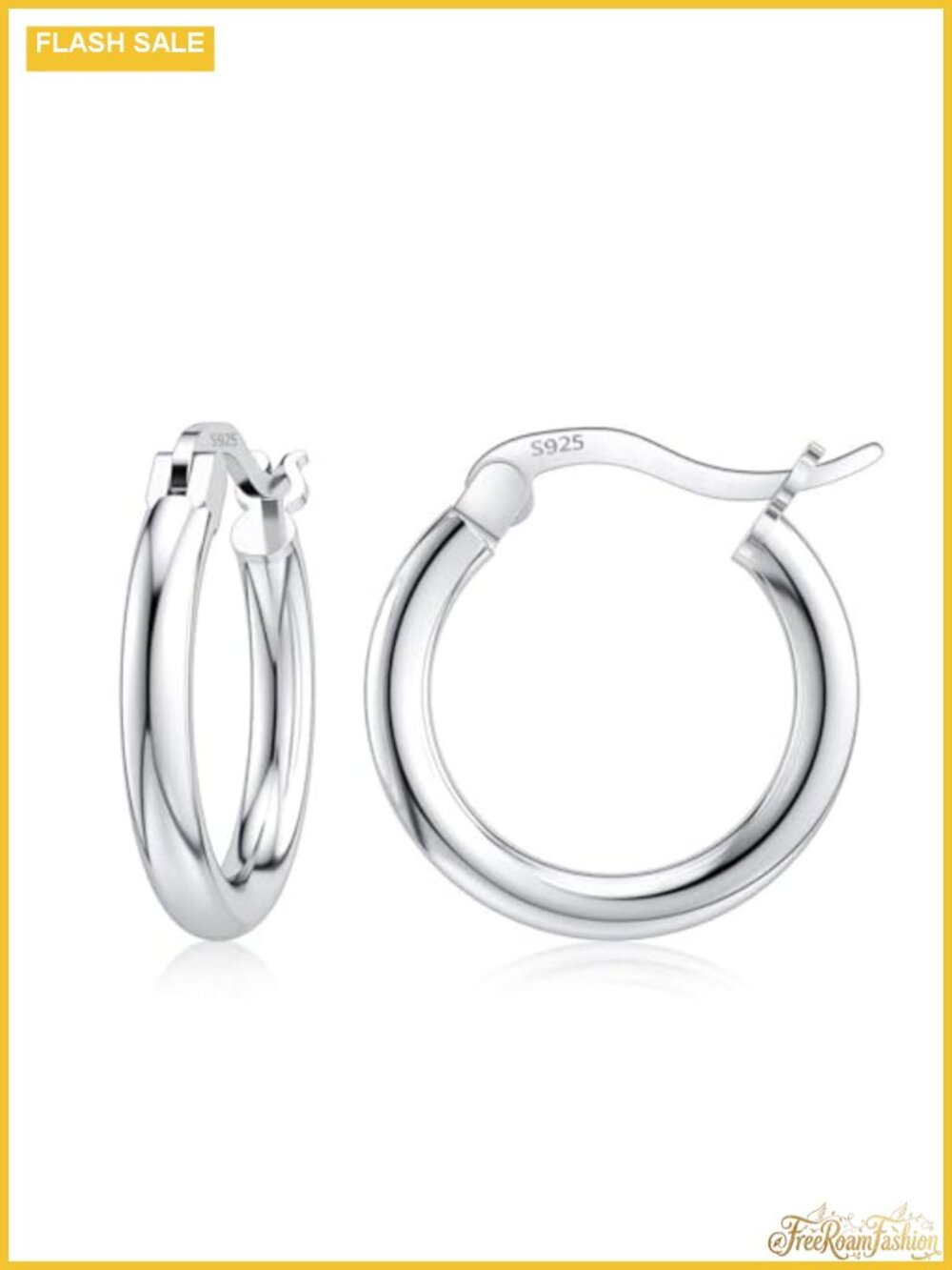 Sterling Silver Hoop Earrings 18K White Gold Plated Lightweight Women's Jewelry